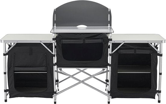 Große zusammenklappbare Campingküche Garda - 175 x 40 x 111 cm - Schwarz