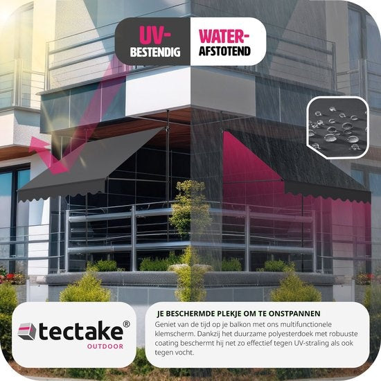 tectake - Klemmmarkise - Sonnenschirm - Verstellbar - 200 x 180 cm - Anthrazit