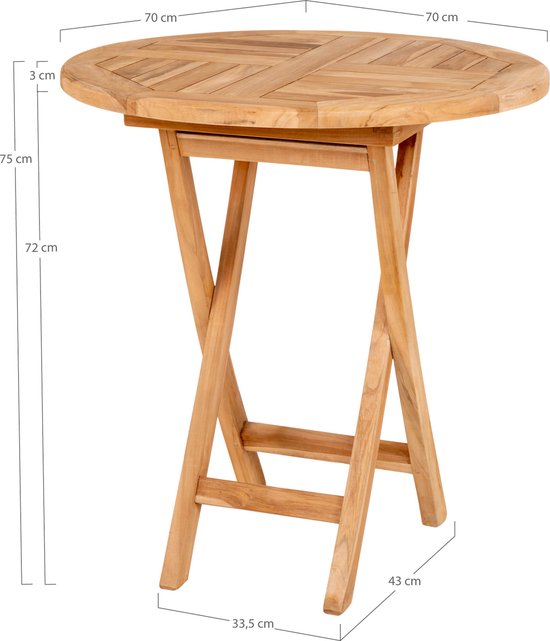 Haus Nordic Esstisch Oviedo Teak Rund Ø70cm