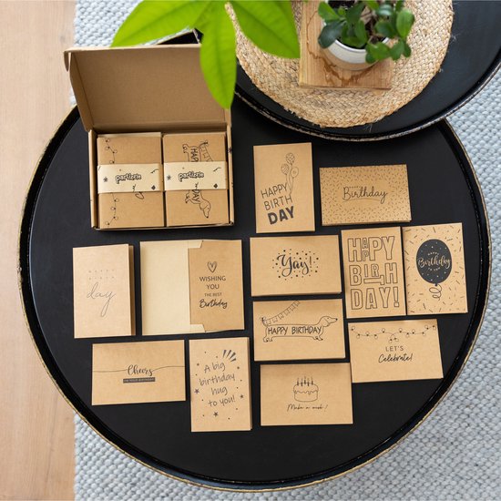 Partizzle 36x haltbare Geburtstagskarten mit Umschlag - Postkarten verschicken - lustige Kraft-Geburtstagskarten - Erwachsene - 15x10 cm