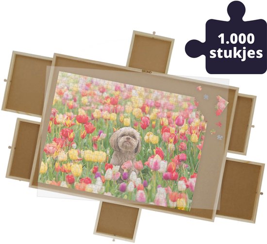 Puzzleplatte für 1000 Puzzleteile mit 6 Schubladen – Puzzlematte mit Aufbewahrungssystem – Puzzlebrett aus Holz – Puzzletisch inklusive Abdeckplatte – BREND BR-2216