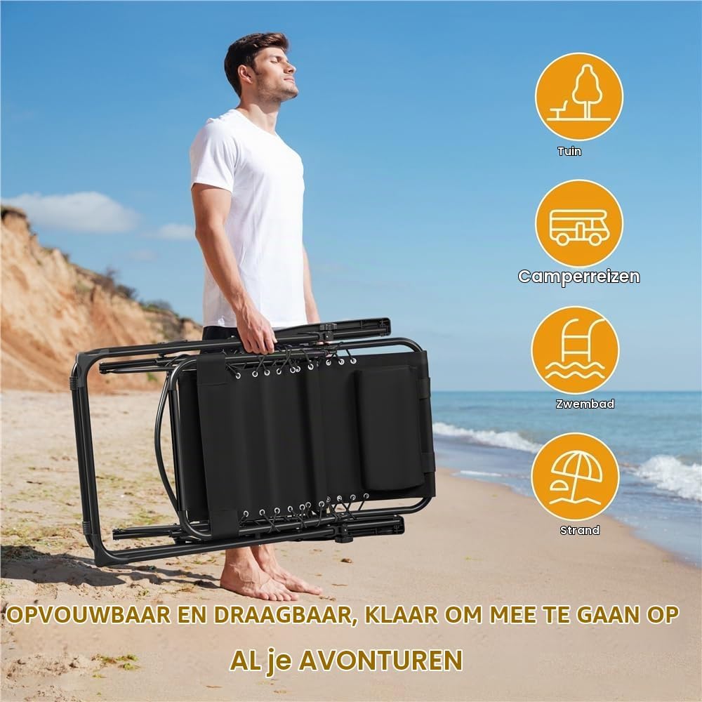 Yaheetech Zero-Gravity-Liegestuhl – Verstellbare Rückenlehne und Kopfstütze – Zusammenklappbar – 166 x 63,5 x 67 cm – Dunkelgrau