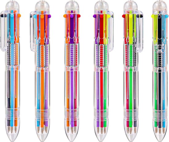 Partizzle 24x bunte Kugelschreiber - Kugelschreiber Handout Geschenke für die Schule - Kreative Farben - Grabbelton Stifte Geschenke für Kinder - 6 Farben