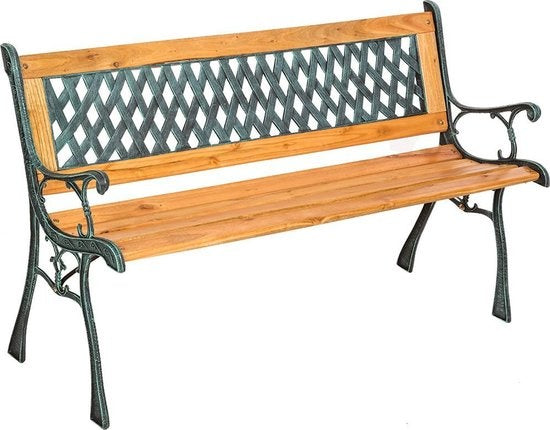 Gartenbank aus Gusseisen - Rautenmuster - 128 x 51 x 73cm