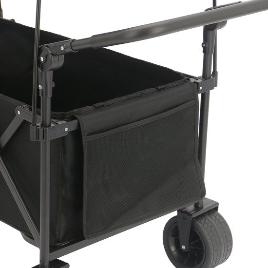 AXI SB221 Zusammenklappbarer Handwagen mit Dach – Schwarz – Mit Zugstange, Bremsen und Schutzhülle – 100 kg Tragkraft – Einfach zu transportieren – Metall