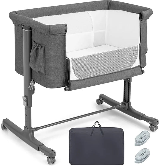 3-in-1 Babywiege mit 5 Ständern Höhenverstellbar 10Â° Neigung Tragbare Wiege für Baby & Kind Beige/Grau/Hellgrau