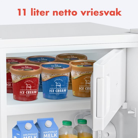 KitchenBrothers Kühlschrank - 81L - Tischkühlschrank mit Gefrierfach - Eisfach - Frigo - Freistehend - Weiß