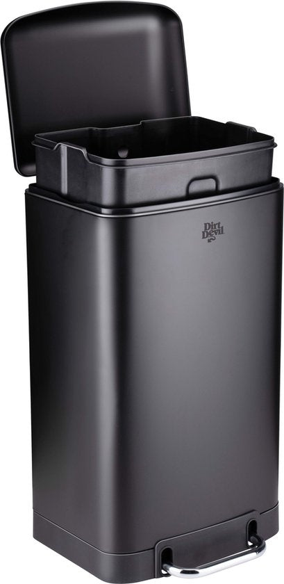 Dirt Devil Treteimer 30 Liter - Abfalleimer - Edelstahl - Schwarz
