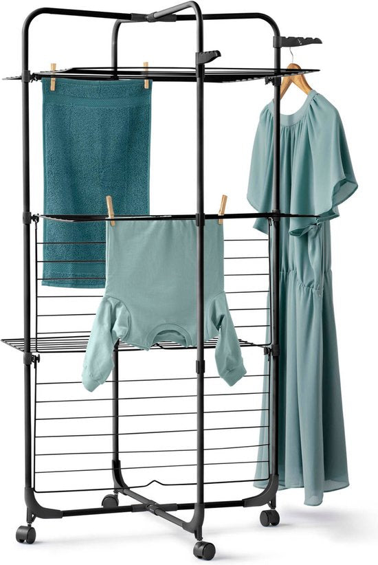 Blokker Wäscheturm Klappbar - 30m - 122cm Hoch - Mascarene - Schwarz