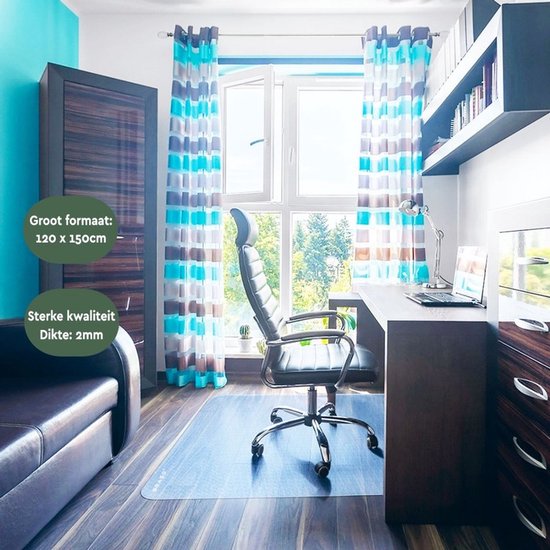 BRASQ Bürostuhlmatte CM200 - Transparent - 120x150 cm - Hochwertiges PVC - Bodenschutzmittel für harte Böden
