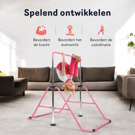 Zusammenklappbares Turngerüst - Klettergerüst - Verstellbar in 4 Höhen - Streckgerüst - Duikelrek - Kinder - Kleinkind - Klettergerüst für draußen und drinnen