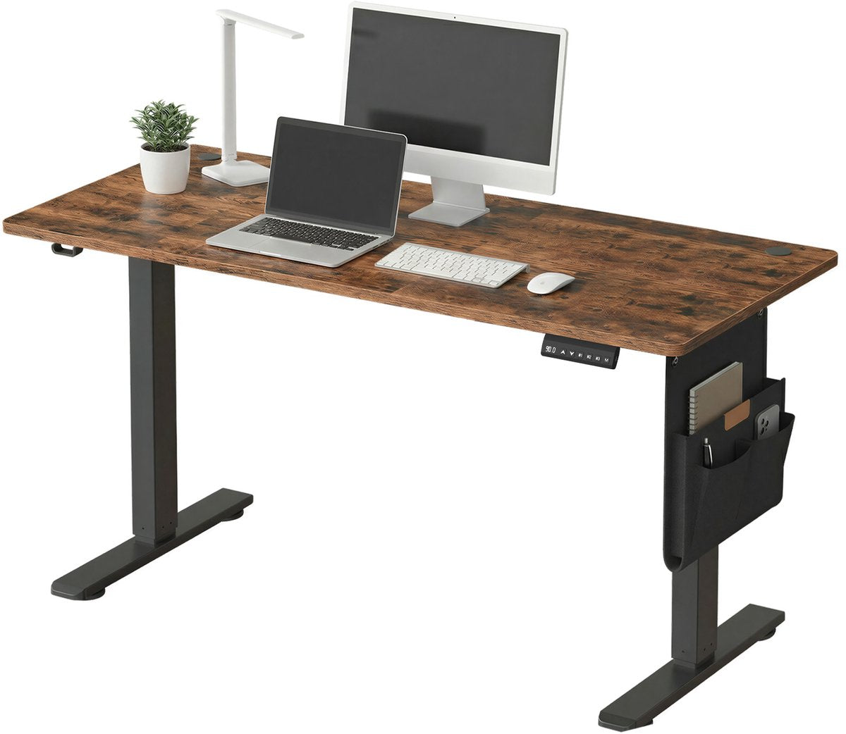 Ochama Elektrischer Sitz-Steh-Schreibtisch 180 x 80 cm – Schwarz-Braun – 72–120 cm – Speicherfunktion