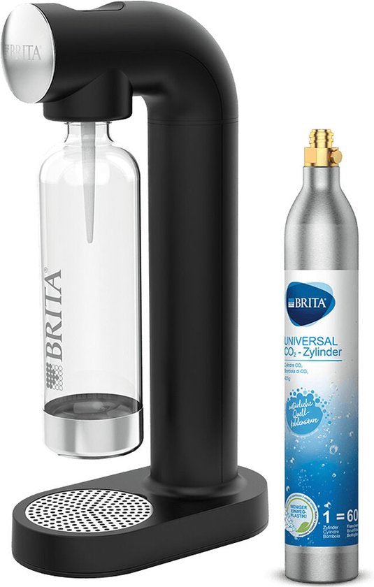 Brita SodaONE Sprudelwasserbereiter Schwarz – mit 1 CO₂-Flasche und 1 Soda-Flasche