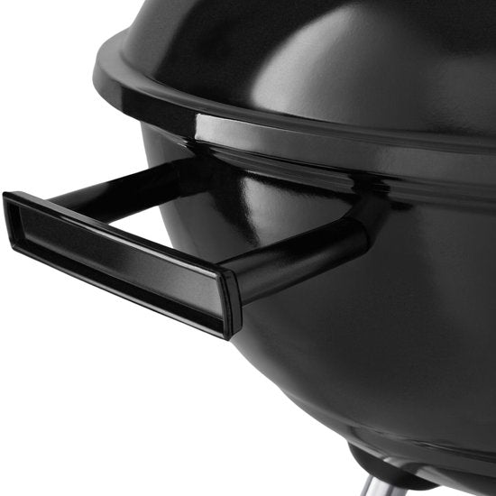 tectake® Holzkohlegrill – Kugelgrill – Grillplatte Ø 41,5 cm – Grill mit 2 Rädern – Smoker mit Deckel – rund – schwarz – Metall