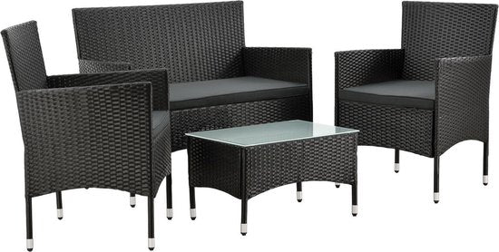 Polyrotan Lounge Set Fort Myers - Schwarz