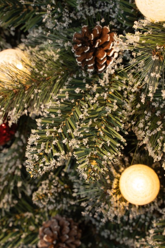 Black Box Trees Kaprun Künstlicher Weihnachtsbaum im Topf mit LED-Beleuchtung - H90 x Ø51 cm - Grün gefrostet, Rot
