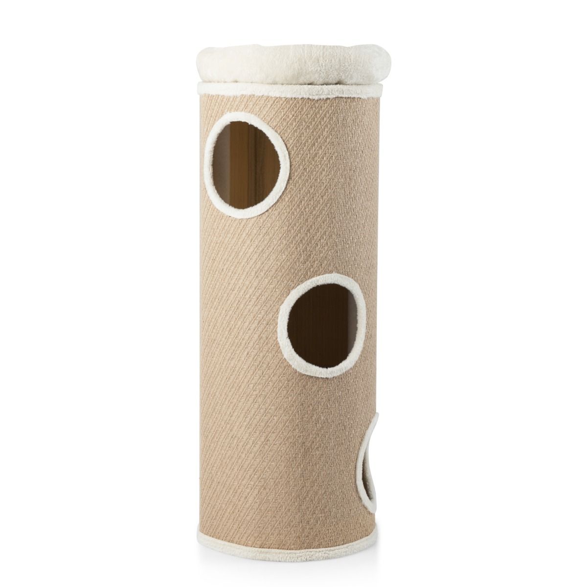 Coast Katzenhaus mit vier Etagen – Plüschbett – Sisal-Kratzbäume – Braun 43 x 43 x 113 cm