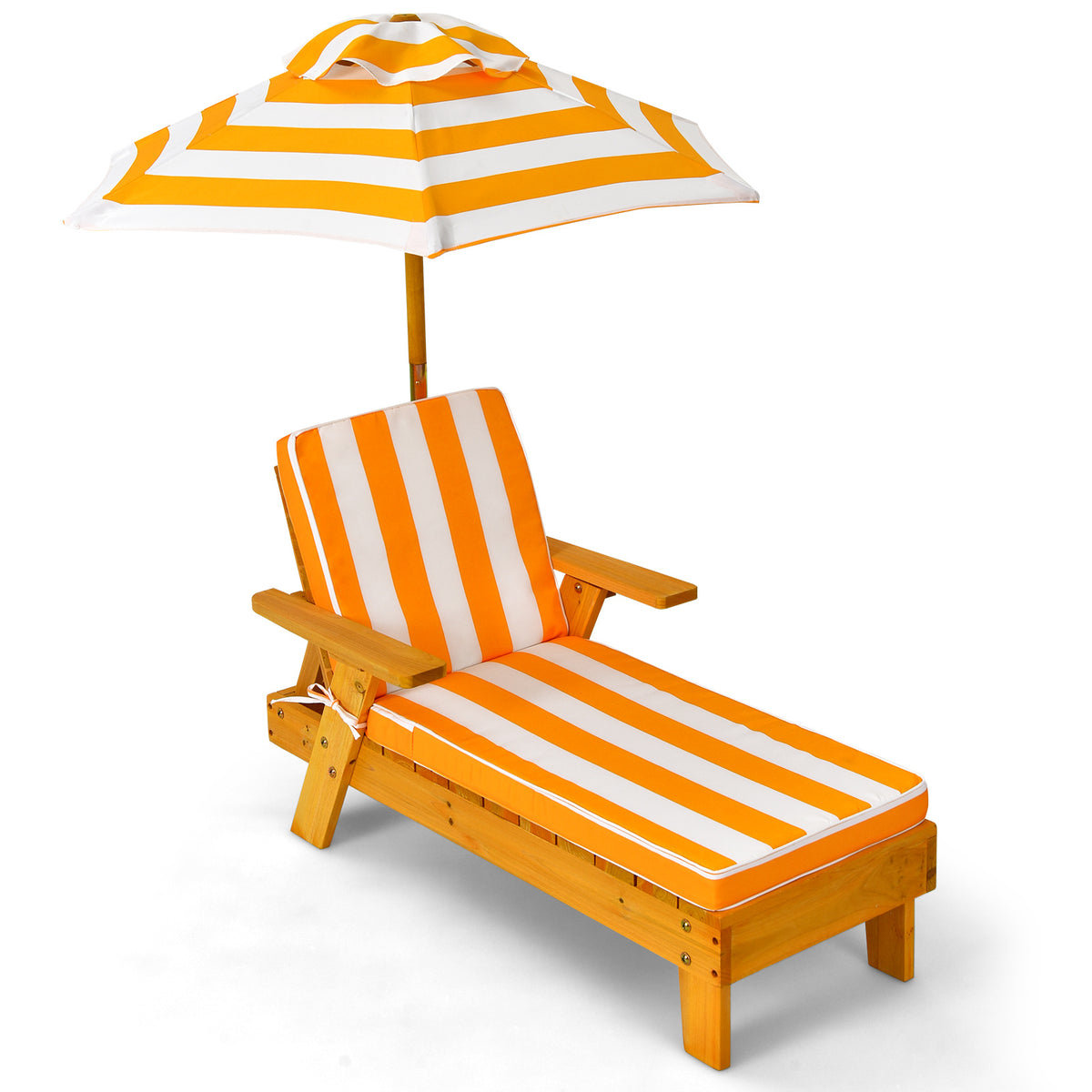 Coast Children Sun Lounger mit Sonnenschirm Kinderholz 106 x 49 x 106 cm gelb + weiß