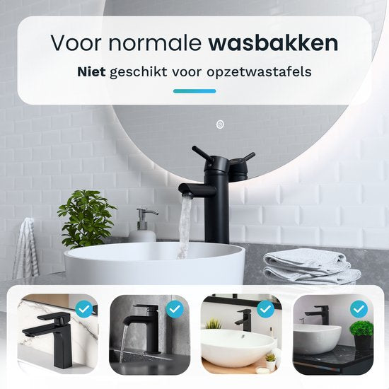 Mirlux Waschtischarmatur Schwarz - Waschtischmischer Bad - Waschtischarmatur - Waschtischarmatur / WC-Armatur - Wasserhahn - Kalt- und Warmwasserarmatur - Toilettenarmatur Kalt- und Warmwasser