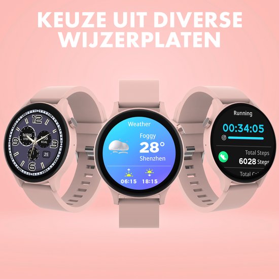 Denver Smartwatch - Android iOS - Volle Klingelfunktion - Sportuhr - Herzfrequenzmonitor - Sättigungsmonitor - Schlafmonitor - SWC338RO