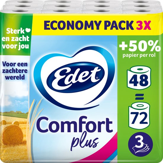 Edet Comfort Plus Toilettenpapier 3 Lagen 48 Stück.