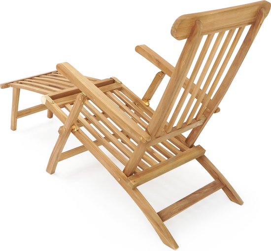 AXI Costa Deckchair Liegestuhl aus Teakholz – Liegestuhl aus Holz – Rückenlehne mit 4 Einstellpositionen – 170 x 59 cm