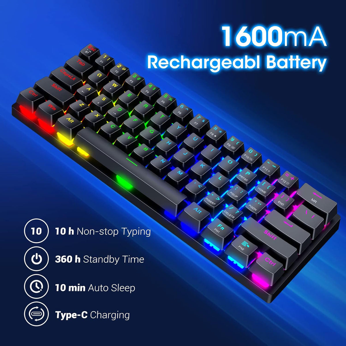 ET mechanische Tastatur mit Maus – 60 % – QWERTY US