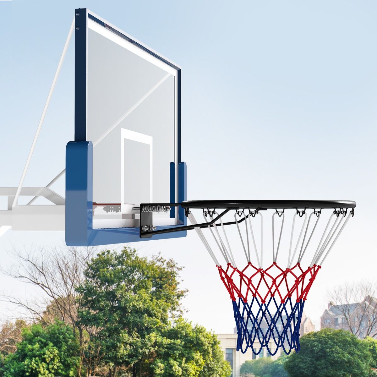 Coast Basketballkorb – wetterfest – Doppel-Federmechanismus – schwarz/orange – Ø 45 cm