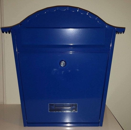 Perel Briefkasten Paris, wandmontiert, mit Namensschild, inkl. 2 Schlüssel, Maße (H x B x T) 37 x 26,5 x 13,2 cm, blau