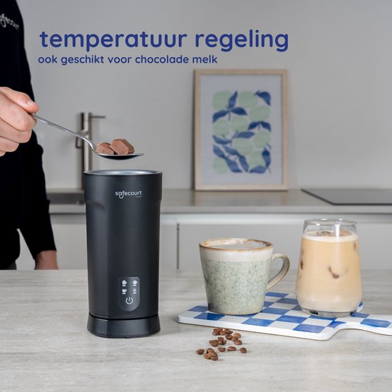 Safecourt Kitchen Elektro-Milchaufschäumer MF600 - 4 in 1 - 500W - Schwarz