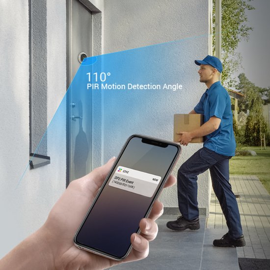 EZVIZ DP2 2K – Video-Türklingel mit 4,3-Zoll-Touchscreen – 2K-Video, 166°-Weitwinkel, PIR-Erkennung und Nachtsicht – Zwei-Wege-Audio – MicroSD