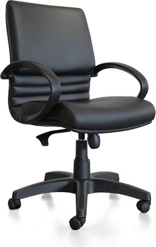 Kangaro Bürostuhl - LEANNA - schwarzes Leder - max 120 kg Belastbarkeit - K-850550