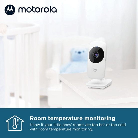 Motorola Babyphone für Kinderzimmer - VM482 - Babyphone mit Kamera - Infrarot-Nachtsicht - Digitaler Zoom - Temperaturüberwachung - Weiß