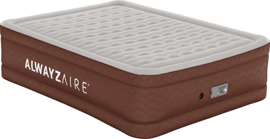 AlwayzAire Fortech Queen Luftmatratze mit integrierter Comfort Choice+ Doppelpumpe, 2,03 m x 1,52 m x 51 cm