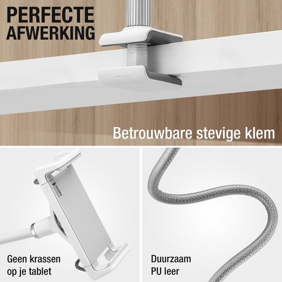 Studio ME Tablet-Halterung Flexibel Weiß - 4.7 bis 12.9 Zoll - Ipad-Halterung Stativklemme - 100 CM - Tablet-Ständer - Geeignet für Kameras - 360º drehbar - Tablet-Halterung