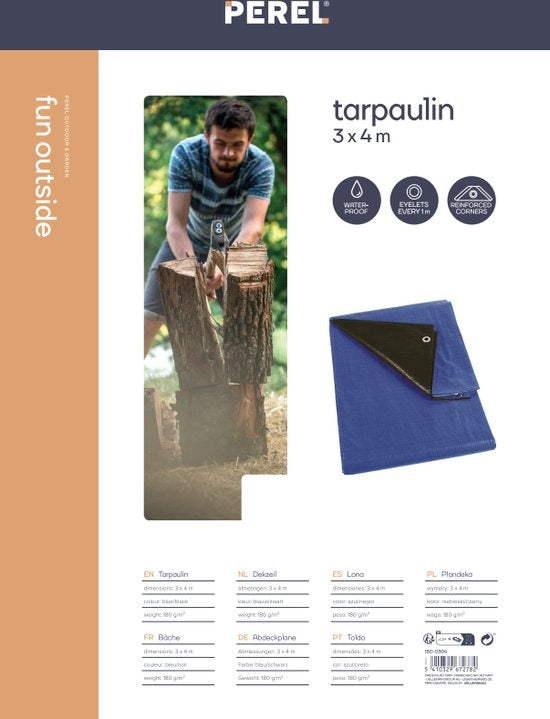 Perel Plane - Blau/Schwarz - Ultra-stark - 3 X 4 M