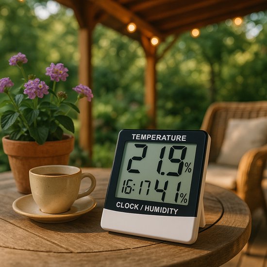 Grundig Wetterstation Digital - Innen- und Außenthermometer mit Hygrometer - Innen- und Außenwetterstation mit Uhr und Alarm - LCD-Display - 9,5 x 10,5 x 2 cm - Weiß/Schwarz