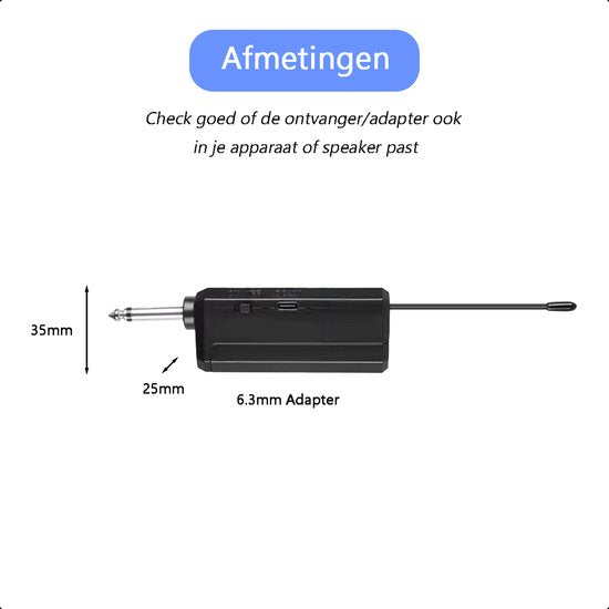 Tech Essentials Drahtloses Mikrofon - USB-C-Empfänger - Karaoke - ASMR - Studio - Geeignet für Party-Box - 3,5-6,3mm Klinke