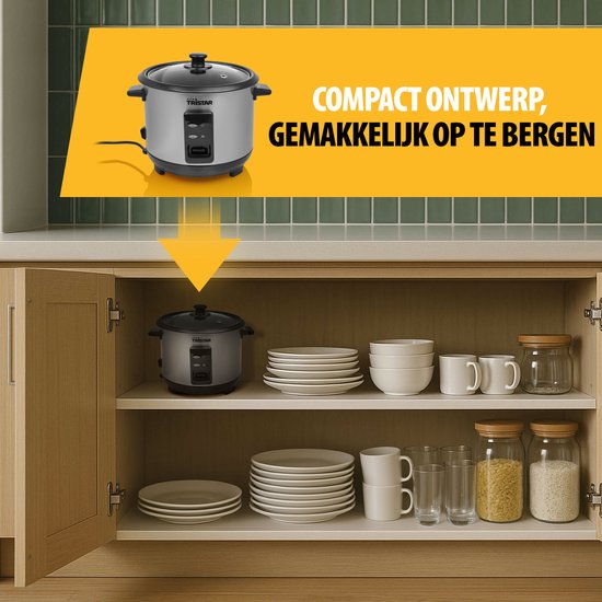 Tristar Reiskocher 1 l – RK-6146 – 4–6 Personen – Trockenkochschutz, Warmhaltefunktion – Herausnehmbarer Innentopf