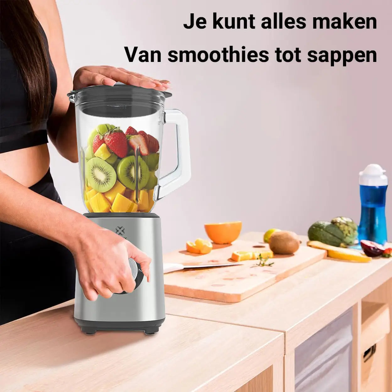 Woox Mixer MX0198 – Silber – 1000 W – 1,5 Liter – 10-klingiges Edelstahlmesser – 3 Geschwindigkeitsstufen mit Pulsfunktion – 20 x 20 x 38 cm