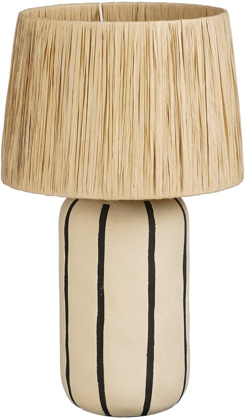 Mica Decorations Denton Tischlampe für das Wohnzimmer – Dekorative Lampe mit Lampenschirm – Schreibtischlampe, Tischlampen für das Wohnzimmer – 48 x ⌀28 cm – Keramik, Metall, Papier – Beige