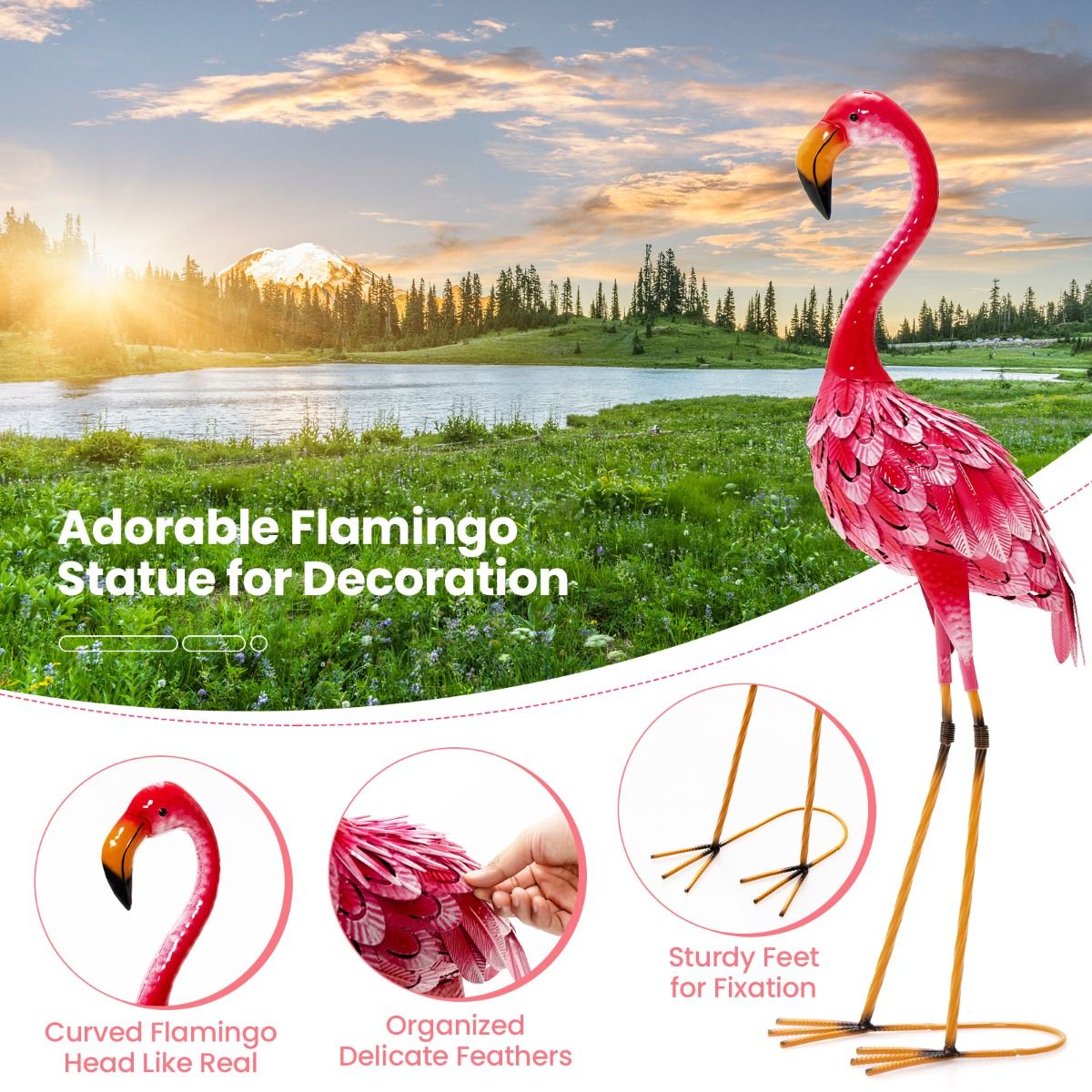 Coast Flamingo Garten Statuen - 2er Set - Metall - Rosa