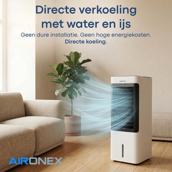 Aironex Luftkühler – Mit Kühlelementen, 5-Liter-Wassertank, Fernbedienung, Timer und LED-Anzeige – Für erfrischende Abkühlung – Keine mobile Klimaanlage, sondern eine effektive Alternative ohne Schlauch