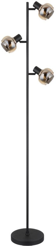 Stehleuchte TOKKI Glas 154.0cm Matt schwarz | geräuchert E14 3-Licht