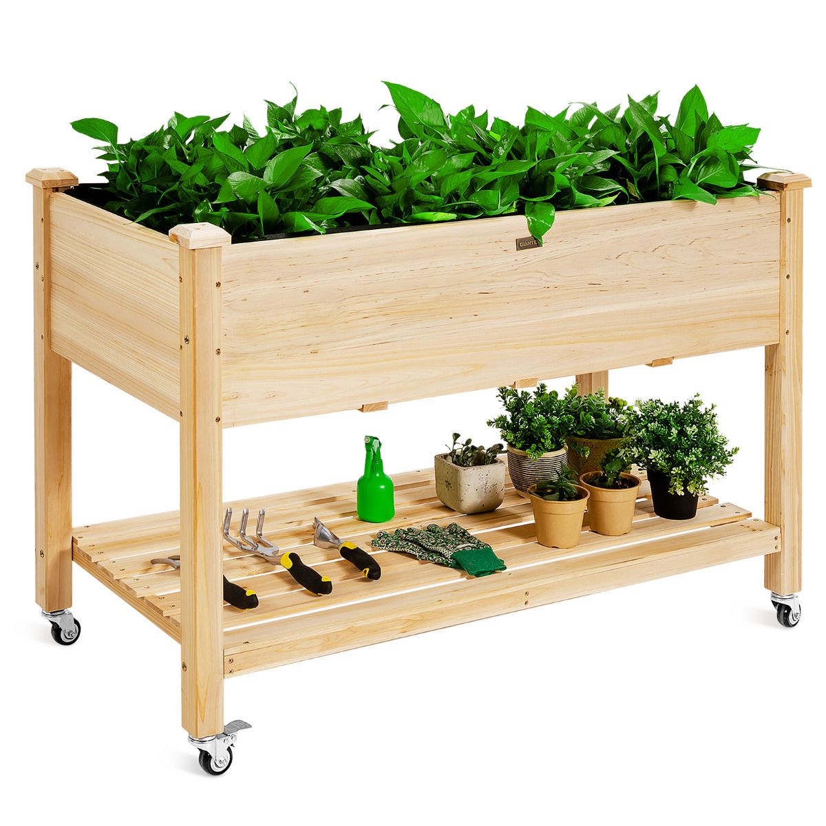 Coast Blumenkasten - abschließbare Räder - mit Abdeckfolie - 120 x 59 x 84 cm - Kiefernholz
