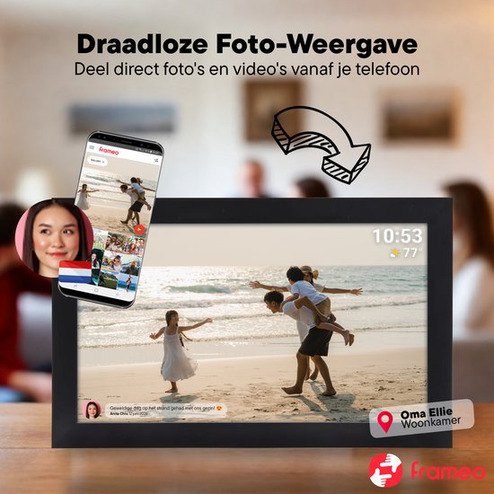 Denver Digitaler Bilderrahmen 15,6 Zoll – XL – Full HD – Frameo-App – Fotorahmen – Digitaler Kalender – WLAN – 16 GB – IPS-Touchscreen – PFF1501B