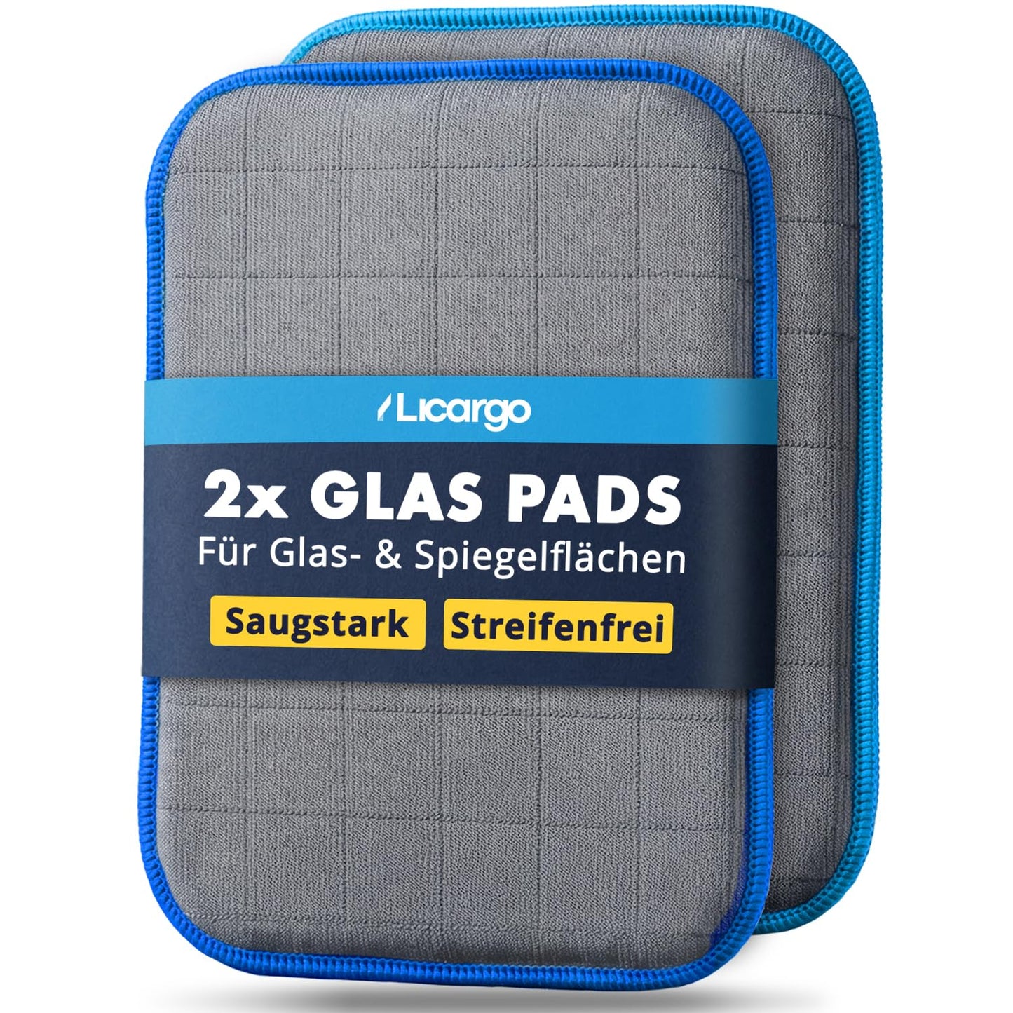 Licargo 2er-Pack Glasreinigungstücher – Mikrofaser-Glastuch 16 x 22 cm – streifenfrei für Autoscheiben und Spiegel