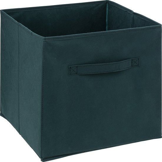 5Five Aufbewahrungskorb/Schrankkorb – Smaragdgrün – 31 x 31 x 31 cm – 29 Liter – Körbe für Regale – Stoff mit verstärktem Boden – Zusammenklappbar