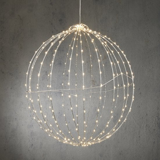 Luca Lighting Weihnachtslichtkugel mit klassisch weißen LED-Lichtern - Ø60 cm - Silber