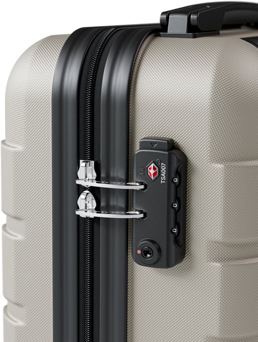 TRVLMORE Handgepäckkoffer 40 x 30 x 20 cm – 24 l – Unter-dem-Sitz-Größe – TSA-Schloss – 2 Rollen – Champagner